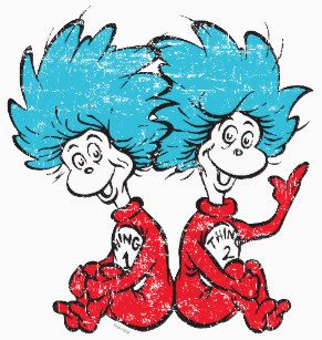 Dr. Seuss | The Cat in the Hat - Thing 1, Thing 2 T-Shirt. rf=238591462349332196 Dr Seuss Illustration, Thing One Thing Two, Dr. Seuss Book, Wonder Man, Thing One, The Cat In The Hat, Disney Hoodies, Man Clothing, Office Electronics