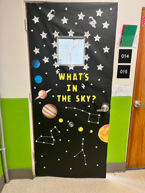 Planet Door Decorations Classroom, Outer Space Door Decorations Classroom, Galaxy Door Decorations Classroom, Constellation Classroom Decor, Out Of This World Door Decoration, Space Classroom, Pediatric Occupational Therapy, 5th Grade Classroom, Classroom Door