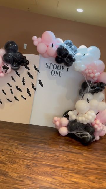 Isabel’ Decor on Instagram: "Spooky One 👻💕 … Double backdrop set up for Saturday’s event. I love when clients give me something that they want and I am allowed to be a little more creative 💕" The Spooky One, Spooky One, One Balloon, Balloon Backdrop, Balloon Garland, Baby Mobile, Balloons, Give It To Me, Birthday Party