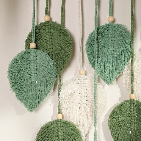 Decorate your house with our handwoven Cotton Leaf Tapestry. Delicate and Sophisticated. These models and more can be found at giully.com Shop now. #macrame #tapestry #giullywowdecor #livingroomdecor Hanging Headboard, Intricate Macrame, Shoot Backdrop, Leaf Macrame, Macrame Leaves, Macrame Tapestry, Headboard Decor, Aesthetic Gift, Elegant Wall Art