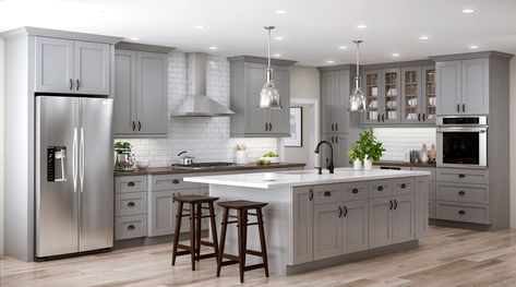 Best Kitchen Cabinet Paint, Grey Kitchen Walls, Home Depot Kitchen, Model Dapur, Light Gray Cabinets, Beautiful Kitchen Cabinets, Painted Kitchen Cabinets Colors, Painted Cabinets, Best Kitchen Cabinets