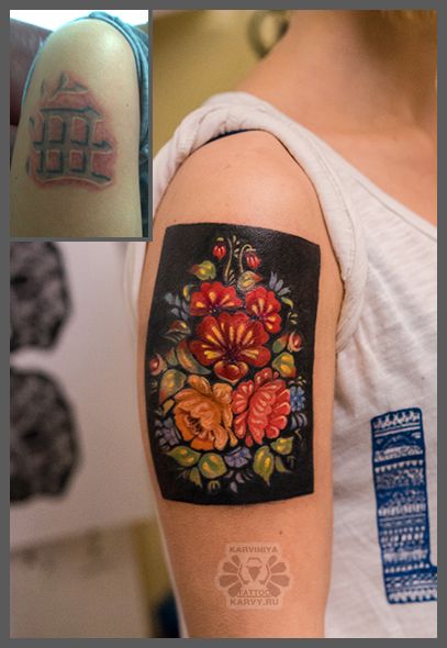 Khokhloma by Karviniya on DeviantArt Khokhloma Tattoo, Polish Tattoos For Women, Ukrainian Flowers Tattoo, Hydrangea Traditional Tattoo, Ukrainian Floral Tattoo, Graven Images, Birth Flower Tattoos, Tattoo Model, Cover Up Tattoo