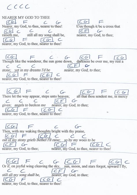 Nearer My God to Thee (Hymn) Guitar Chord Chart in C Major Ukulele Hymns Chords, Ukulele Hymns, Nearer My God To Thee, Hymn Music, Guitar Chord Chart, C Major, Ukulele Songs, Ukulele Chords, Guitar Music