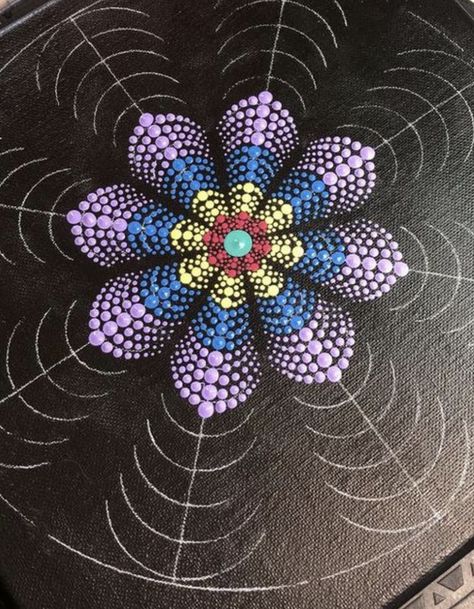 Mandala Drawing Dots, Mandela Dot Painting, Dot Painting Ideas Patterns, Mandala Painting Ideas, Dotted Mandala Art On Canvas, Dot Mandala Patterns Simple, Dot Art Painting Patterns Easy, Dot Painting For Beginners, Dot Art Canvas