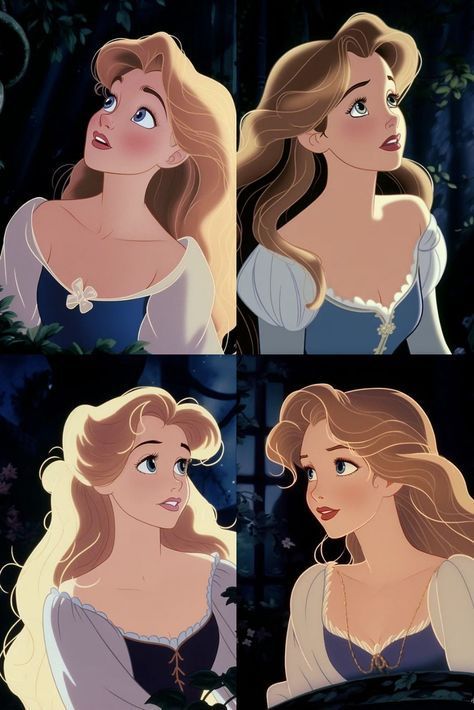 Blonde Disney Characters Profile Picture, Disney Princess Style Drawing, Disney Princess Designer Collection, Disney Fantasy Art, Disney Princess Oc Art, Disney References Drawing, Movie Poster Drawing Reference, Disney Princess Character Design, Lumiere Fanart