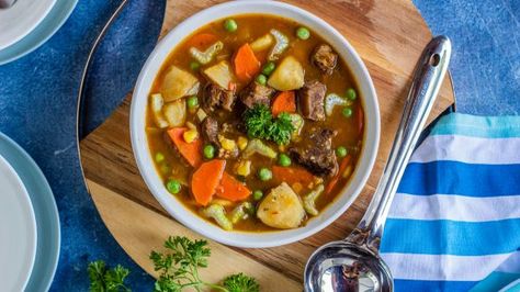 Old-Fashioned Vegetable Beef Soup Recipe - Food.com Vegetable Beef Stew, Beef Soup Recipes, Paula Deen Recipes, Fall Soup Recipes, Vegetable Beef Soup, Beef Stew Meat, Barley Soup, Fall Soups, Gourmet Cooking