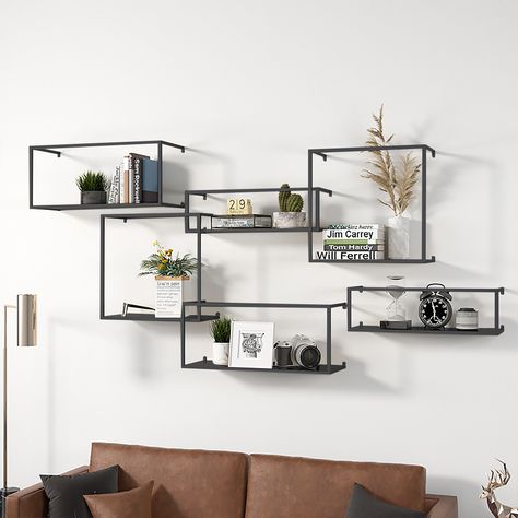 Hey, they are a perfect wall accent for your home to show in your living room or bedroom. Open-display wall shelf offers storage, charm and sophistication to any space. These shelves can organize and display your framed photos, office supplies, or other decorative knick-knacks. This open-display wall shelf brings a perfect combination of storage, charm and sophistication to your essential display space.- Material: Metal- Finish Options: Black- Overall Dimension(Small): 15.7"Lx7.1"Wx15.7"H (400mm Shelves With Storage, Floating Storage Shelves, Floating Storage, Metal Floating Shelves, Shelves Metal, Floating Bookshelves, Black Shelves, Wall Mounted Shelves, Metal Shelves