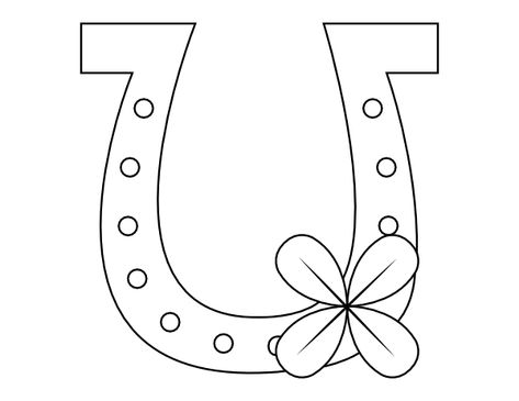 Printable Four Leaf Clover And Horseshoe Coloring Page St Patrick Day Activities, Lucky Horseshoe, Printable Templates, Four Leaves, Four Leaf, Leaf Clover, Four Leaf Clover, Clover Leaf, Coloring Page