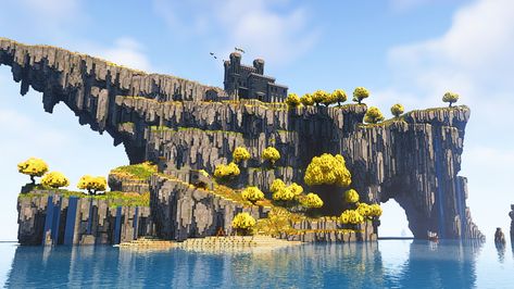 Landscape Ideas Minecraft, Minecraft Wasteland, Elden Rings, Minecraft Landscape, Minecraft Mountain, Minecraft Tree, Minecraft Farm, Build Inspiration, Minecraft Castle