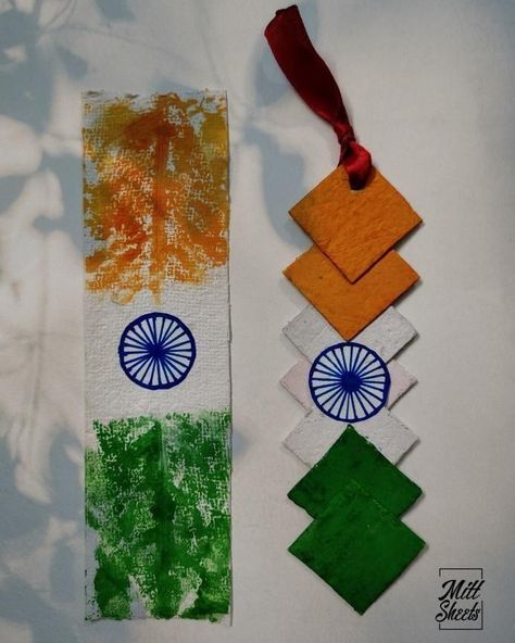 Indian Paper Craft, India Independence Day Crafts For Kids, Independence Day Bookmark, Independence Day Preschool Activities, Independence Day Art For Kids, Independent Day Craft Ideas, Independence Day Classroom Decoration, Independence Day Craft Activity, Independence Day Drawing Ideas Creative