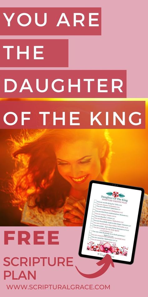 Daughter of the king Scripture Bible verses Bible Verses Journal, Mother Daughter Bible Study, Daughter Of The Most High, Free Printable Journal, Scripture Writing Plan, Youth Lessons, Gods Princess, Scripture Writing Plans, Daughter Of The King