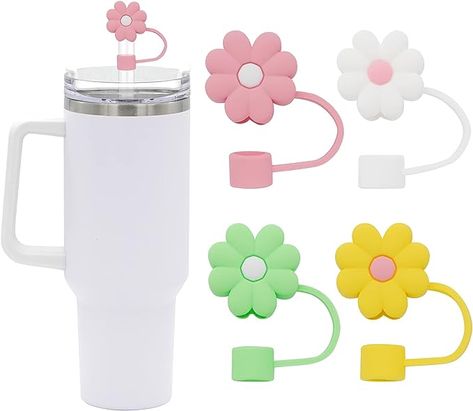 Straw Covers, Cartoon Flowers, Drink Straw, Bottle Cover, Wine Stoppers, E 40, Cup With Straw, Reusable Straw, Stanley Cup