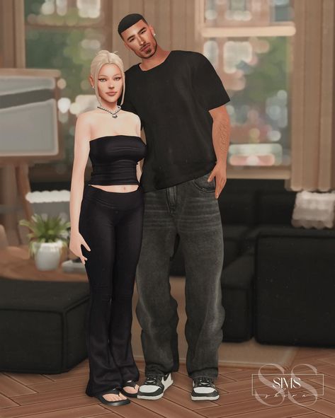 The Zavala Household | Townies of San My 🌃 Rolando (27) is a gym trainer who works at Simquinox in San Myshuno, he recently got engaged and moved in with his fiancée. Anika Petrov (25) is a Yoga Instructor at Serene Studio, she’s originally from Russia and moved to San Myshuno in her teenage years. #sims #sims4 #sims4cc #thesims #thesims4 #thesims4cc #simscas #cas #thesimscc #createasim #ts4 #ts4cc #simdownload #maxismix #sims4cchaul #wcif #sims4community #sims4lookbook #simslookbook #ts4lo... Sims 4 Poses Family Teenager, Sims Family Ideas People, Sims 4 Matching Couple Outfits Cc, Sims 4 Engagement Poses, Sims 4 Ideas People, Sims Ideas People, Sims4 Aesthetic, Sims 4 Townies, Couple Clothes Matching Outfits