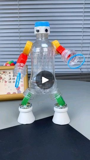 4.5K views · 6K reactions | Robot made out of bottle. 
. 
. 
. 
. 
.
. 
#crafts #handmade #art #diy | Artcraft Robot From Plastic Bottles, Robot Crafts, Plastic Bottles Crafts, Robot Craft, Diy Robot, Childrens Crafts, Crafts Handmade, Bottles And Jars, Bottle Crafts