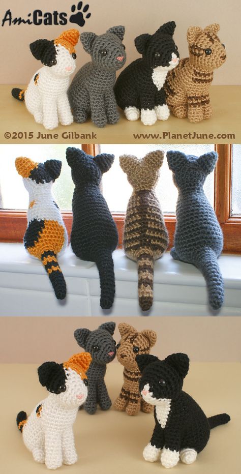 Realistic and ultra-cute AmiCats crochet patterns: www.planetjune.com/cats Kat Haken, Confection Au Crochet, Crochet Cat Pattern, Haken Baby, Crochet Diy, Crochet Cat, Love Crochet, Cat Pattern, Crochet Dolls