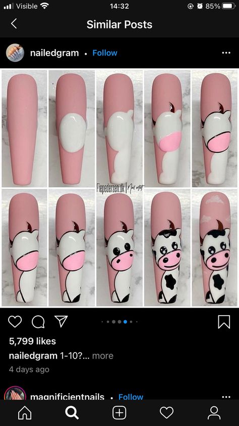 Character Nail Art Step By Step, Step By Step Nail Designs, Cartoon Nail Designs, Coffin Nail Designs, Pop Art Nails, Crazy Nail Art, Country Nails, Animal Nail Art, Art Hacks