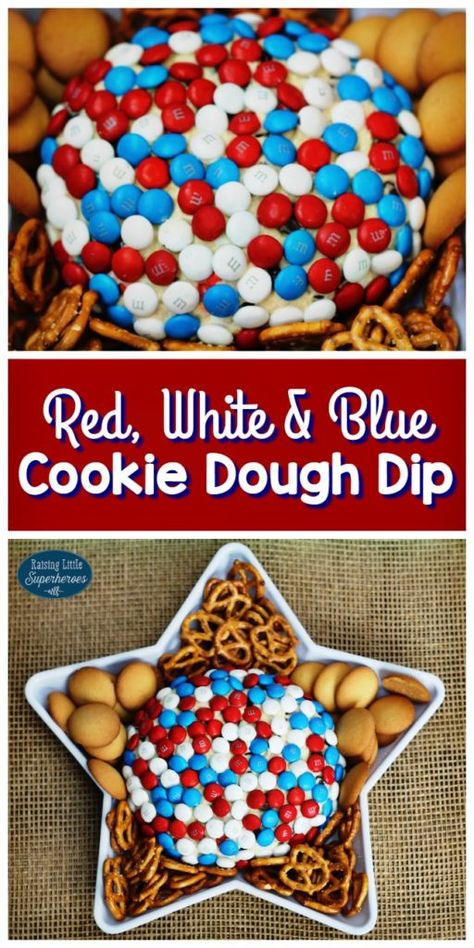 4th July Food, Cookie Dough Dip, How To Make Red, Patriotic Food, Patriotic Desserts, Blue Cookies, 4th Of July Desserts, July Ideas, Fourth Of July Food