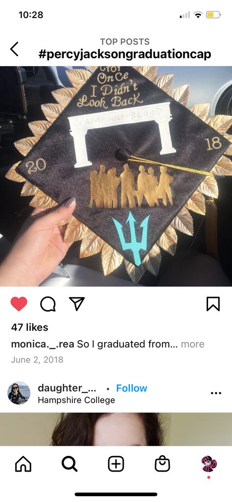 Pjo Graduation Caps, Percy Jackson Graduation Cap, College Grad Cap Ideas, Graduation Cap Decoration Diy, Jackson Walker, Grad Cap Designs, Percy Jackson Cast, Cap Decoration, Grad Caps