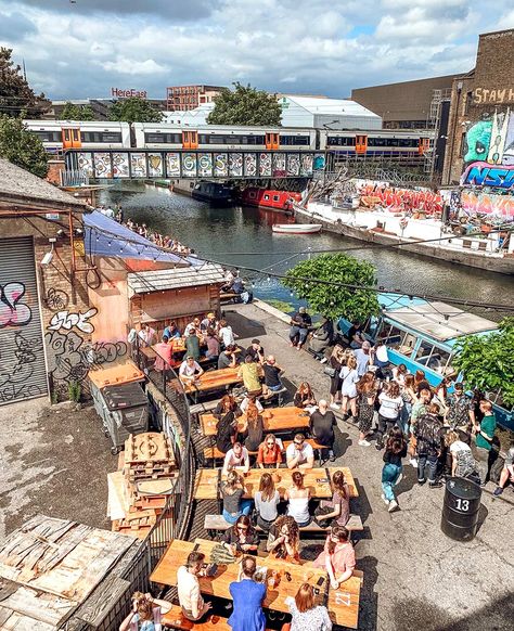 15 of the best Hackney Wick bars and breweries - CK Travels Hackney Wick London, Hackney London Aesthetic, Hackney Aesthetic, London Moodboard, Gingerbread City, London Hackney, Alfresco Decking, Outdoor Beer Garden, Hackney Wick