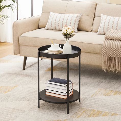 17 Stories Gwydion 21.7'' Tall Steel Tray Top End Table & Reviews | Wayfair Black Steel Frame, Drink Table, Console And Sofa Tables, End Tables With Storage, Coffee Table Accents, Coffee Table With Storage, Sofa Table, Room Sofa, 7 H