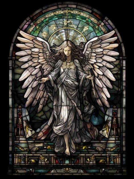 Stained Glass Aesthetic Dark, Church Tattoo, Stained Glass Tattoo, Archangel Tattoo, Stained Glass Church, Stained Glass Angel, Christian Images, Aesthetic Desktop Wallpaper, Biblical Art