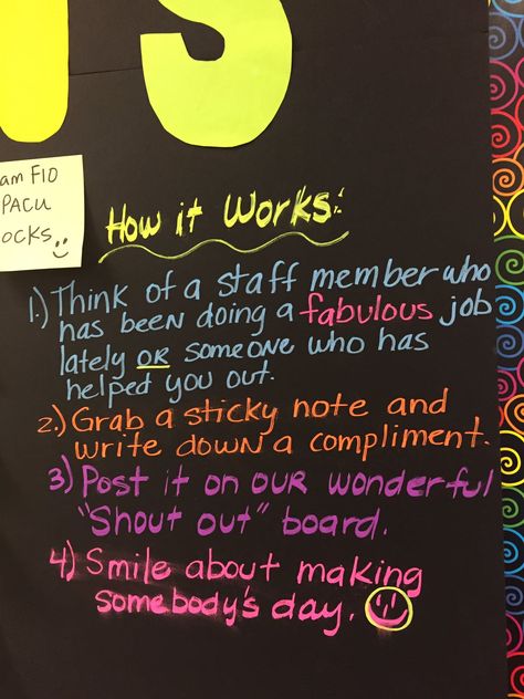 Work Appreciation Ideas Bulletin Boards, Shout Outs Bulletin Board, Celebration Board For Work, Staff Shout Outs Free Printable, Employee Bulletin Board Ideas Break Room, Breakroom Bulletin Board Ideas, Shout Out Board Employee, Staff Shout Out Bulletin Board, Breakroom Ideas Work