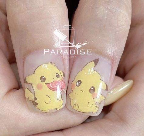 Eevee Nail Art, Pokemon Nails Designs, Pikachu Nails, Character Nails, Nails Kids, Anime Nails, Animal Nails, Cute Pokemon, Pokemon Art