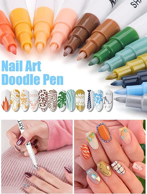 12 Color 3D Nail Art Pens Set, Kalolary Nail Point Graffiti Dotting Pen Drawing Painting Liner Brush for Fall DIY Nail Art Beauty Adorn Manicure Tools Gift for Halloween Christmas Thanksgiving Graffiti Pens, Liner Brush, Nail Art Pen, Deer Art, Great Nails, Diy Nail Art, Tool Gifts, Art Pens, 3d Nail