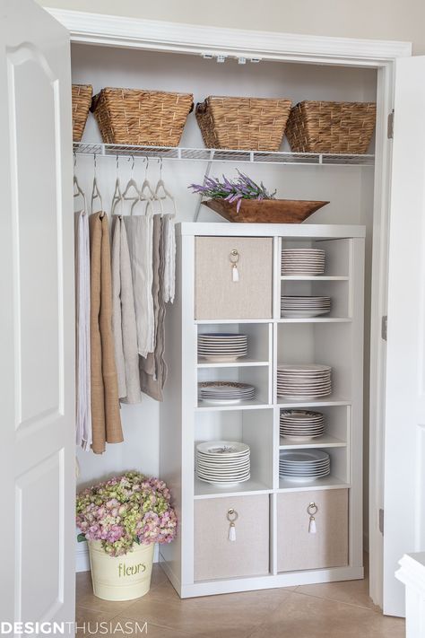 Diy Closet Shelving, Diy Shelves Design, Closet Shelving, Closet Diy, Cube Storage Shelves, Plate Storage, Closet Shelves, Closet Makeover, Diy Closet