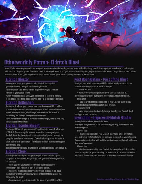 Dnd Abilities, Spells Dnd, Dnd Warlock, Dnd Subclasses, Dnd Sorcerer, Eldritch Blast, Warlock Dnd, Dungeons And Dragons Rules, Dnd Homebrew