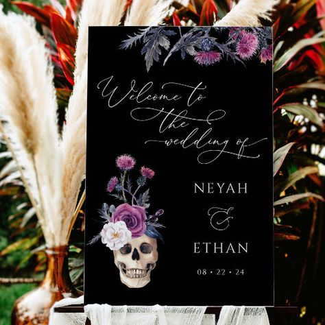 $64.60 | Gothic Welcome Sign Dark Wedding Halloween N100 | Halloween Party | calligraphy wedding sign, welcome sign, venue sign, dark wedding welcome sign, halloween wedding sign, black magic wedding, halloween wedding, vintage goth wedding, gothic wedding, gothic wedding welcome sign Vintage Goth Wedding, Wedding Sign Black, Wedding Signs Welcome, Welcome Sign Halloween, Moody Rustic, Witch Skeleton, Gift Calligraphy, Magic Wedding, Wedding Gothic