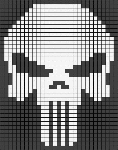 Alpha pattern #21818 variation #15813 | BraceletBook Punisher Crochet Pattern, Dark Pixel Art, Cross Stitch Skull, Graph Crochet, Punisher Skull, Pixel Art Templates, Zen Doodle Art, Diy Perler Bead Crafts, Pixel Crochet