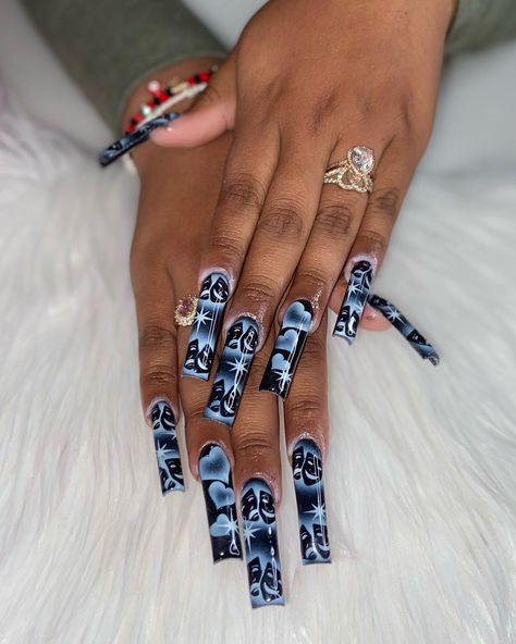 Smile Now Cry Later Nails, Chicano Nails Designs, Lowrider Nails, Chola Nails Designs, Chola Nails Acrylic, Chola Nails, Chicano Nails, Chicana Nails, Ratchet Nails