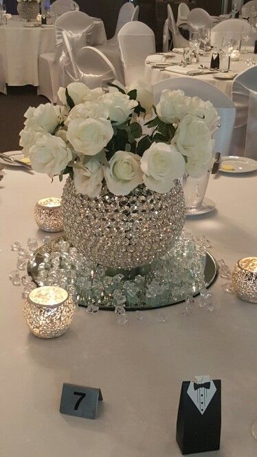 Diamond Wedding Centerpieces, Diamond Sweet 16 Theme, Diamond And Pearl Centerpiece Ideas, Diamond Centerpiece Ideas, Diamond Candle Holders, Birthday Sweet 16, Diamond Theme, Diamond Centerpiece, 15 Year Anniversary