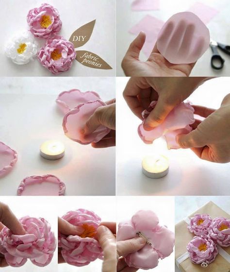 Diy Home Makeover, Sulaman Pita, Making Fabric Flowers, Diy Flores, Fabric Flower Tutorial, Handmade Flowers Fabric, Organza Flowers, Cloth Flowers, Ribbon Art