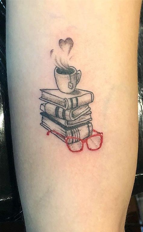 Book Tattoo Ideas, Teacher Tattoos, Book Tattoos, Meaningful Wrist Tattoos, Bookish Tattoos, Literary Tattoos, Coffee Tattoos, Tattoos For Lovers, Inspiration Tattoo