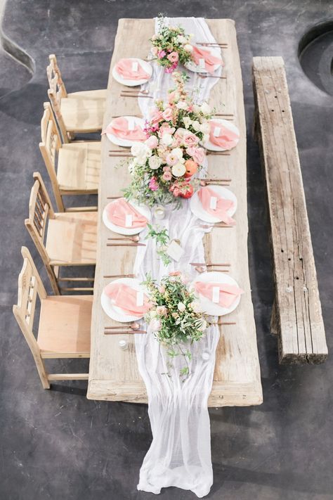 wedding table - photo by Sandy and Odysseas Photography http://ruffledblog.com/grecian-art-wedding-inspiration-fused-with-pink Table Draping, Garden Tablescape, Wedding Photo Table, Wedding In Greece, Wedding Color Combos, Pink Runner, Floral Bridal Shower Invitations, Table Runners Wedding, Blush Pink Weddings