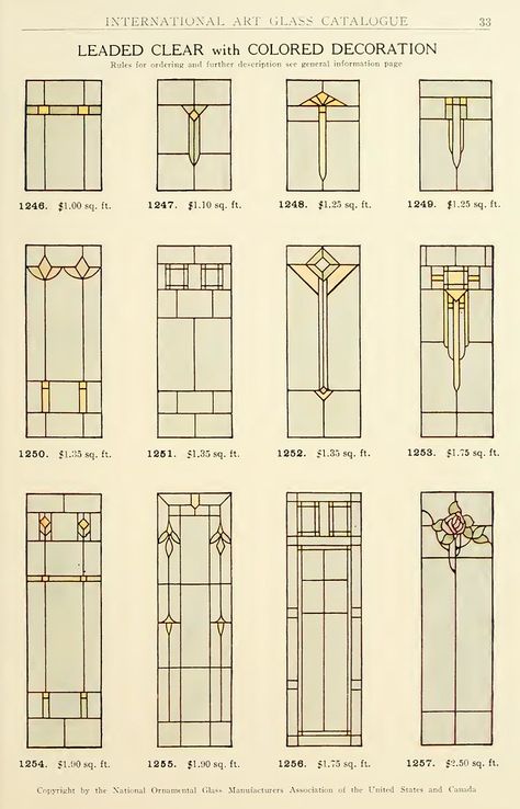 Art Deco Stained Glass Window Frank Lloyd Wright, Art Deco Stained Glass Panels, Lead Stained Glass Patterns, Vintage Stained Glass Patterns, Stained Glass Sidelights, Stained Glass Art Patterns Templates, Craftsman Stained Glass Panels, Frank Lloyd Wright Stained Glass Pattern, Traditional Stained Glass Panels