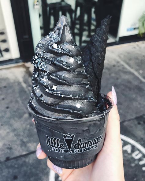 Little Damage Ice Cream Shop🍦 on Instagram: “shine bright like a diamond // tag someone who would love this sparkly charcoal ice cream from @little.damage! It tastes like Mexican hot…” Charcoal Ice Cream, Black Ice Cream, Black Lover, Yummy Ice Cream, Black Food, Caramel Coffee, Soft Serve Ice Cream, Milk Shakes, Black Ice