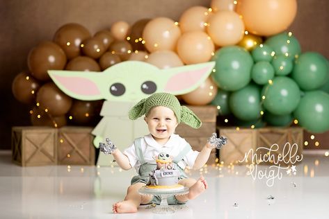 Mr. John | Baby Yoda Cake Smash Theme This cutie was just adorable!! I didnt think anything coud be cuter than baby yoda, but was I wrong! mvoigphotography@gmail.com | @mvoigtphoto | www.mvoigtphotography.com #cakesmash #mvoigtphoto #firstbirthday #cakesmashphotoshoot #cakesmashthemes #birthday #cakesmashphotographer #collegestationphotographer #firstbirthdaycake #collegestationcakesmashphotographer #firstbirthdayphotographer #collegestation #cakesmash #cake #cakesmashphotography #firstbirth Grogu Smash Cake, Baby Yoda Smash Cake, Baby Yoda First Birthday, Baby Yoda Birthday Party Ideas, Baby Yoda Cake, Baby Yoda Birthday, One Year Cake Smash, Babies First Birthday, One Year Cake