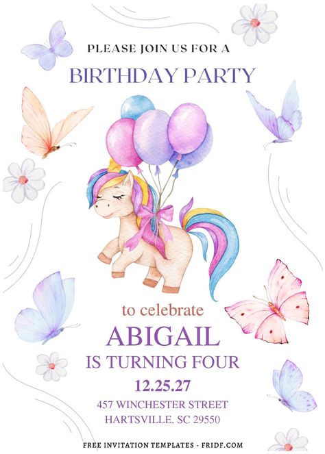 (Free Editable PDF) Magical Watercolor Unicorn Birthday Invitation Templates Unicorn Birthday Card Template, Unicorn Party Invitations Template, Unicorn Invitation Template Editable, Unicorn Template, Magical Watercolor, Birthday Party Invitations Free, Unicorn Party Invites, Unicorn Invitation, Unicorn Birthday Invitation