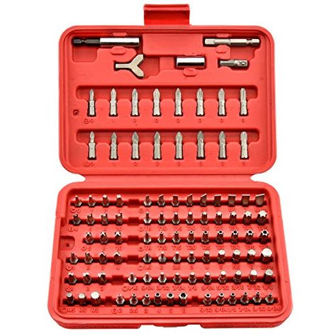 Neiko 10048 Security Bit Set Chrome Vanadium Steel  100Piece Set >>> You can find out more details at the link of the image. Wood Drill Bits, Úložný Box, Drill Set, Plastic Organizer, Screwdriver Set, Magnetism, Socket Set, Tool Accessories, Cr V