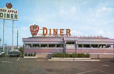 Red Apple Diner, Ridgefield Park, NJ Diner Exterior, Classic American Diner, Diner Aesthetic, 50's Diner, Vintage Diner, Dinner Restaurants, Nostalgic Images, Retro Diner, American Diner