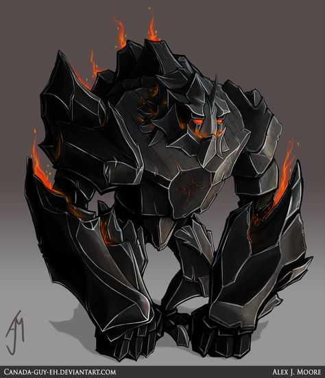 Obsidian Golem, Golem Rpg, Rock Monster, Alien Concept Art, Monster Concept Art, Pahlawan Super, Creature Drawings, Dungeons And Dragons Homebrew, Fantasy Monster