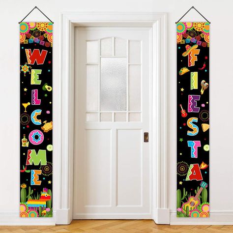 PRICES MAY VARY. Size & Package: 2 Pcs welcome fiesta porch signs included, both in the size of 71"L x 12"W Material: Polyester fabric, Light weight, no chemical smell; Lasting bright, soft to the touch Wide application: The mexican fiesta door banner make your fiesta party decorations, family gathering; home decor, yard decor and other occasions have a strong happiness atmosphere; Hang them on front door, entrance of your Cinco de Mayo party, fireplace, garden wherever you like to decorate Adva Mexican Fiesta Party Decorations, Fiesta Decor, Mexican Fiesta Party, Fiesta Party Decorations, Fireplace Garden, Fiesta Decorations, Door Entrance, Front Door Entrance, Mexican Decor