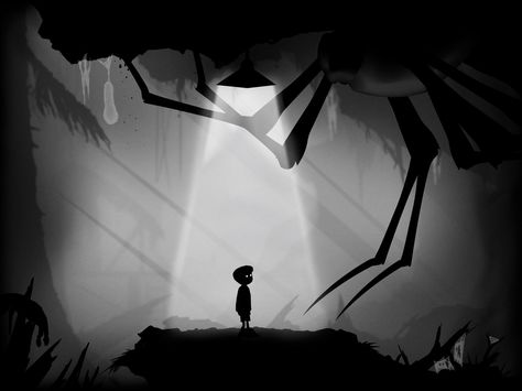 Limbo Concept Art, Limbo Wallpaper, Inside Limbo, Limbo Game, Mood Painting, Inside Games, Arte Peculiar, Creepy Tattoos, Night Terror