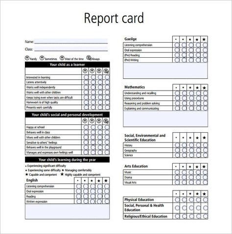 Report Card Template Pdf (6) | PROFESSIONAL TEMPLATES 1st Grade Report Card Template, Preschool Report Card Templates, Maths Nursery, Kindergarten Report Cards, School Names, Preschool Assessment, School Report Card, Progress Report Template, Report Card Comments