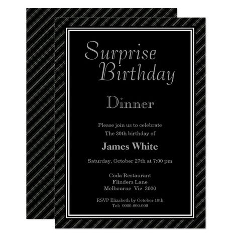 Black 30th Birthday Dinner, Dinner Template, Surprise 30th Birthday, Birthday Dinner Invitation, Thirty Birthday, Modern Birthday, 30th Birthday Invitations, Elegant Birthday, Dinner Invitation