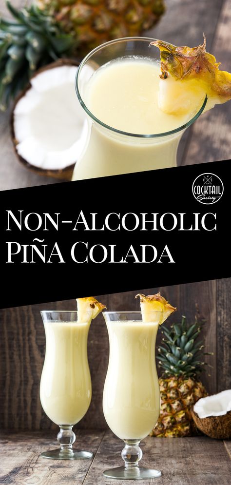 Making a non-alcoholic Piña Colada can be as simple as blending pineapple juice, cream of coconut, and crushed ice. But this recipe is better than that, and still so easy-to-make. 🥥🍍 #mocktail #nonalcoholiccocktail #cocktail #mocktailrecipe #noalcohol #pinacolada #nonalcoholicpinacolada #zeroproof #cocktailinspiration #tropicalmocktail #virginpinacolada #coconut #pineapple Easy Pina Colada Recipe Non Alcoholic, Pinacolada Cocktails Recipe, Mocktails Pinacolada, Pineapple Mocktails, Pina Colada Recipe Non Alcoholic, Virgin Piña Colada, Easy Pina Colada Recipe, Brunch Cocktail Recipes, Pina Colada Mocktail