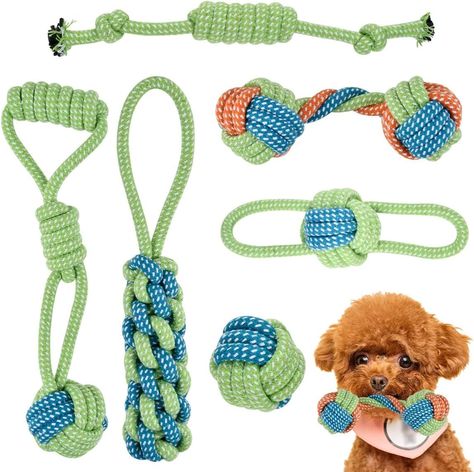 Dog Rope Toys Puppy Toys 6PCS Small Dog Cotton Rope Chewing Toys Puppy Dog Chew Toys Teething Training, Dog Tug Rope Interactive Dog Rope Toys Indestructible, Natural Cotton Rope for Small Medium Dogs Check more at https://gayliving.ca/product/dog-rope-toys-puppy-toys-6pcs-small-dog-cotton-rope-chewing-toys-puppy-dog-chew-toys-teething-training-dog-tug-rope-interactive-dog-rope-toys-indestructible-natural-cotton-rope-for-small-medium-dogs/ Dog Birthday Presents, Dog Toys For Boredom, Puppy Toys, Puppy Chew Toys, Puppy Teething, Tough Dog Toys, Dog Enrichment, Rope Dog Toys, Dog Ball